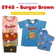 CP Burger Brown Short Sleeve Pajamas - Anne Claire Girls' Long Pants Comfortable Teenage Character S