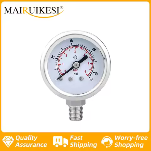 MAIRUIKESI 40mm (1.5") Stainless steel Dry pressure Gauge manometer -1~0~600bar/psi Bottom Connectio