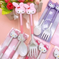 Cute Fork Spoon Cutlery Set Cartoon Kuromi Fork Spoon Set Cutlery Set Student H5k2