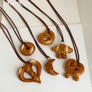 KISSFENY Bread Pendant Necklace, Cute Donut Handmade Bread Fashion Versatile Pendant, Creative Gift 