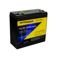 12V 20Ah LiFePO4 Lithium Battery, 2000+ Deep Cycle Rechargeable Battery for Solar, Marine, Scooter, 
