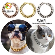 MUNDAUN Pet Necklace, Cat Dog Gold Necklace Adjustable Chain Dog Collar, Fashion Chain Collar Gold C