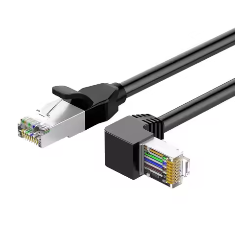 Up Down Left Right Angled 8P8C STP Cat6 Lan Ethernet Network Patch Cord 90 Degree to Straight Cat6 E