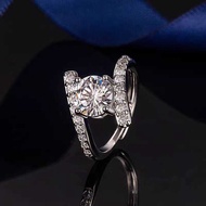 Micro-Inlaid Full Diamond High-End Ring 2 Carat Imitation Moissanite Niche Design Unique Simple Fash