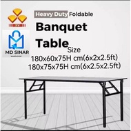 MD SINAR 3V 2x6 ft Heavy Duty Foldable Wood Top Banquet Table Folding Function Table Catering Table Buffet Table