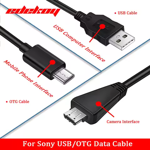 USB Cable/OTG Cab for Sony VMC-MD3 DSC-T99 T110 H70 TX5 TX7 TX9 TX10 TX100 WX5 WX7 WX9 WX10 W320 W35