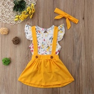 Yellow floral baby girl outfit