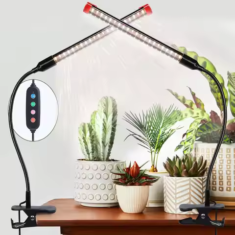 9W Clip Grow Light for Indoor Plants, No Adapter Needed, 4/8/12H Timer, Full Spectrum Like Sunlight
