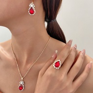 Ladies Crystal Earrings Necklace Ring Jewellery Set Ladies Jewellery Set Party Jewellery Set