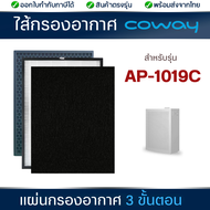 แผ่นกรอง ไส้กรองอากาศ Coway AP-1019C สำหรับเครื่องฟอกอากาศโคเวย์ ชุด 3 ชิ้น Pre-filter กรอบหยาบ + HE