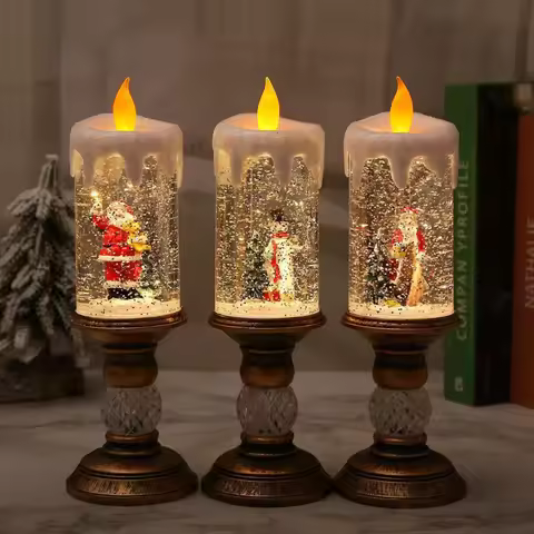 Christmas Water-filled Candles Decorations Christmas Crystal Chandeliers Snowflakes Christmas Trees 