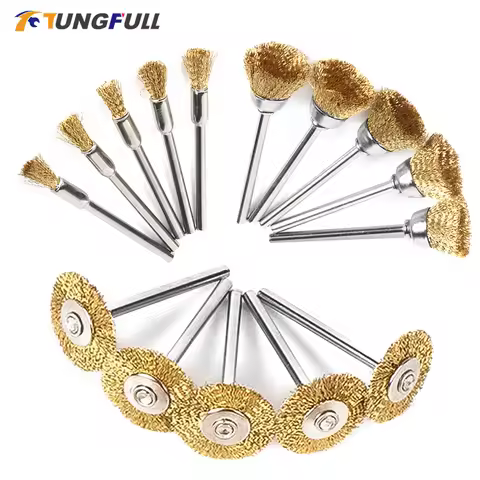 15pcs Brass Wire Wheel Cup Brush Set Brass Brush For Die Grinder Rotary Electric Tool Polishing Brus