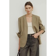 DPS Genuine Korean Dongdaemun Korea Daigou elborn Italian Linen 100% Collarless Blazer coco m.moi Pr