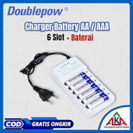 DOUBLEPOW Charger Baterai 2 / 4 / 6 slot for AA/AAA with 2 PCS AA Battery 1200mAh - DP-B01 / DP-B02