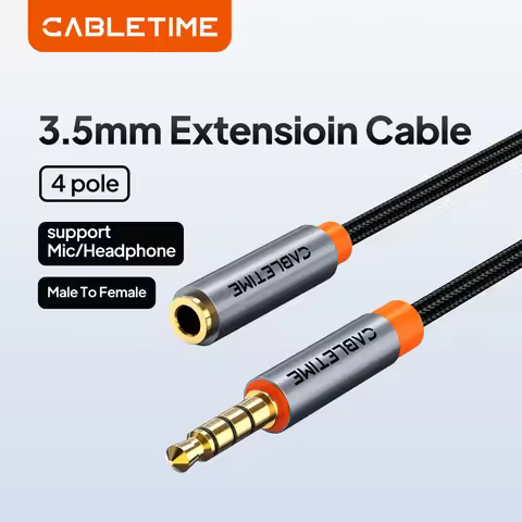 CABLETIME 3.5mm Aux Extension Cable HiFi Audio Mic Cable 3.5mm Aux Cord for Phone Audio Speakers Hea