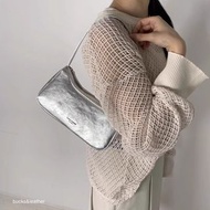 Bucks & Leather small silver metallic PU leather shoulder bag Bucks Leather Bucks and Leather