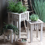 Balcony Shelf Corner Garden Wooden Flowerpot Flower Container Flower Stand Retro Combination Floor D