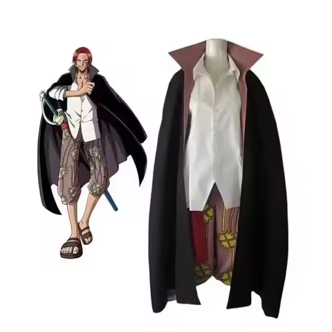 Anime Movie Red Shanks Cosplay Costume for Adults Men, One Piece Tralike Coat, Full Outfit, Hallowee
