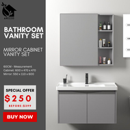 SG Stocks 60CM. Bathroom Vanity Mirror Set / Bathroom Cabinet /Aluminium + PVC Basin Cabinet with Mirror Cabinet | NS1202-A60