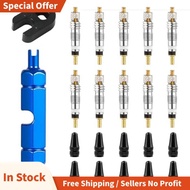 10pcs Valve Core for Presta,Valve Core Bike Bicycle Replacement with 2 Valve Core Remover Tools&10 V