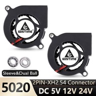 2 Pcs Gdstime 5020 50×50×20mm 5cm DC 5V 12V 24V Brushless  2 Pin Turbine Blower Fan for 3D Printer L