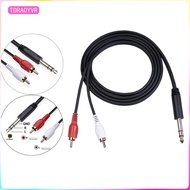 [tdraoyvr] 6.35 mm to 2RCA Cable Splitter Cable Interconnect 35 mm for Gold- DJ Stereo Cable
