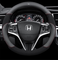 Honda ที่หุ้มพวงมาลัยรถยนต์ (ทรงกลมสีดำ) หนังใช้ได้กับรถฮอนด้าทุกรุ่น Accord City Civic CRV HRV JAZZ Odyssey Stream CRZ 38 cm