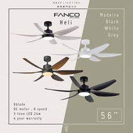 FANCO HELI 56 Inch DC Motor Ceiling Fan with 3tone LED Light and Remote Control