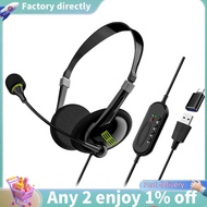 USB Computer Headset Business Operator Special Headset Wired Headset In-Line Control Headset with Ty
