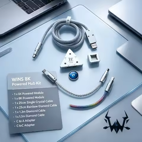 Winshop 2-to-2 Hub 8k Magnetic Axis Cable Set Independent Power Supply Esports Game Mechanical Keybo