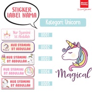 🔥 [READY STOCK] STICKER LABEL NAMA SEKOLAH (UNICORN) SN11 100PCS 🔥