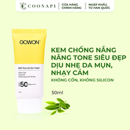 Kem Chống Nắng Cho Da Nhạy Cảm Ngừa Mụn Dưỡng Trắng Da Chiết Xuất Trà Xanh Gowon Mild Tone Up Sun Cr