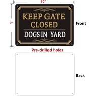 2 Pack Keep Gate Closed Signs Dogs In Yard Sign Metal Reflective Beware Of Dog Sign Warning Dog Sign