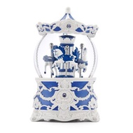 雨後藍 洛可可旋轉木馬水晶球音樂盒 燈光生日情人聖誕結婚新居禮