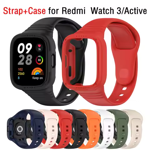 Silicone Strap with Case for Redmi Watch 3 / Redmi Watch 3 Active Strap Replacement Bracelet Protect