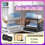 Kitchen Dish Drainer Rack Cup Rack Pinggan Kitchen Storage Rack with Tray 2Tiers Dish Rack