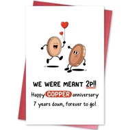 [Coisíní] Funny 7th Anniversary Card, Happy Copper Anniversary Card for Husband Wife, Happy Seven Ye