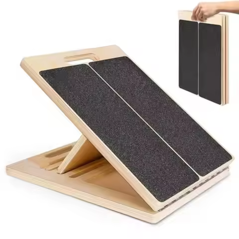 Adjustable Slant Wood Stretch Board Non-Slip Surface Calf Stretch Slant Plate Balance Training