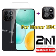 2in1 Screen Protector Tempered Glass For Honor X6C 4G 2025 HonorX6C X6 C X 6C Tempered Film HD Clear