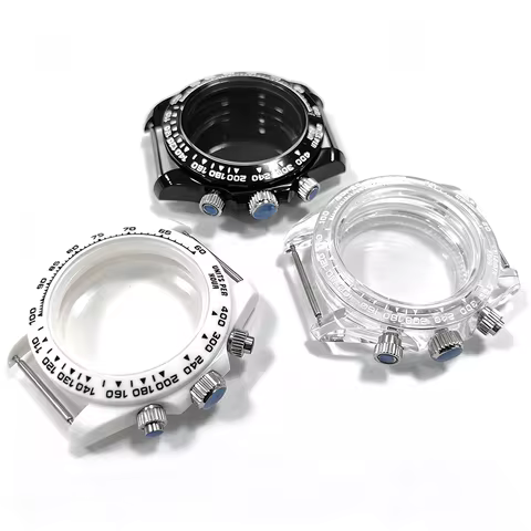 39mm VK63 Acrylic Watch Case Transparent Chronograph Fit 29.5mm Dial No logo For Seiko Daytona VK63 