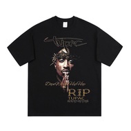 Hot Rapper 2pac Printed T-Shirt High Quality Fashion Short-Sleeved Large Size Hip-Hop Streetwear Men