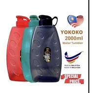 READY STOCK Water tumbler @ drinking water bottle (2 liters) BPA Free / Botol air minunman YOKOKO (2 litre) Bebas BPA