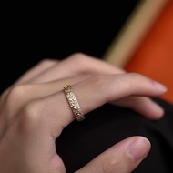 999 Sterling Silver Gold-Painted Plum Blossom Ring Women Fashion Light Luxury High-End Feeling 1.4