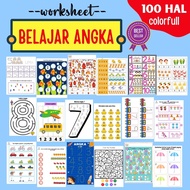 Buku Belajar Menulis Huruf dan Angka Worksheet Anak Mengenal Abjad Alfabet ABC Berhitung Matematika 