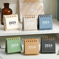 Coil Calendar Monthly Planner / 2024 Simple Solid Color Mini Desktop Calendar / Office School Supplies Desk Calendar / Desk Decor Record / Daily Scheduler Table Planner /