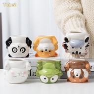 TOBE2 Plant Pot, Small Cartoon Animal Planter Plants Holder, Cute with Drainage Hole Ceramic Office 