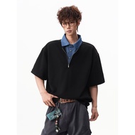 【Hatton Gutto COD】Light Gray Grid Pattern Polo Shirt - Men's Summer Short Sleeve