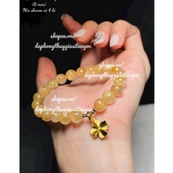 Blonde hair bracelet mixed with 4-leaf clover charm