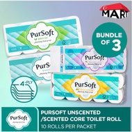 [value pack 30 rolls] Pursoft 4 Ply Toilet Roll | Toilet paper | Tissue Paper | Kleenex | Bathroom T
