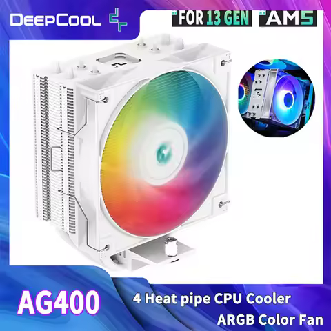 DEEPCOOL AG400 4 Heat Pipe CPU Air-Cooled Cooler ARGB PWM TDP 220W CPU Radiator for LGA1700 1200 115